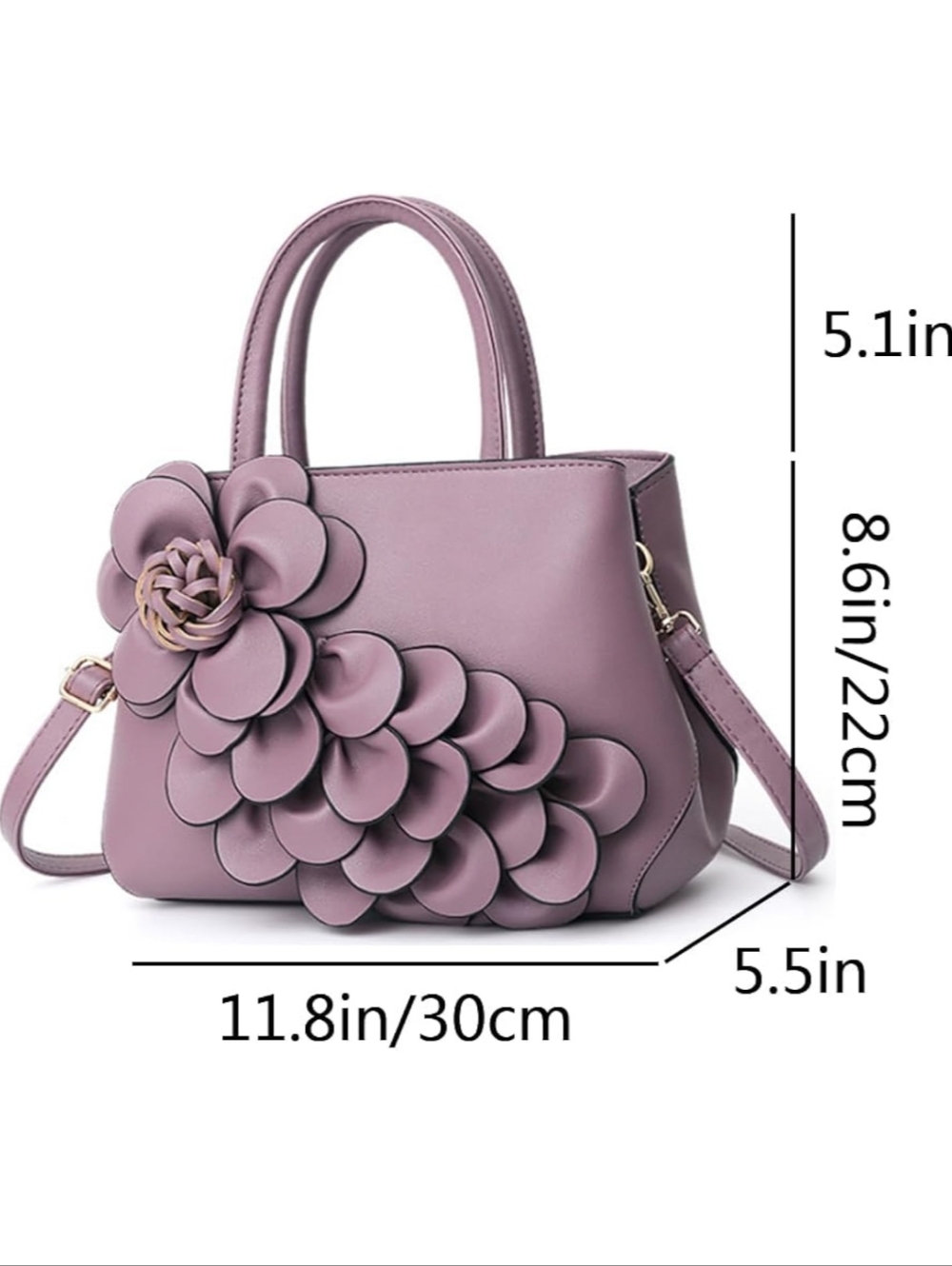 🆕️👜 DUSTY PURPLE FLORAL CASCADING PETAL HANDBAG / PURSE👜 - Picture 8 of 14